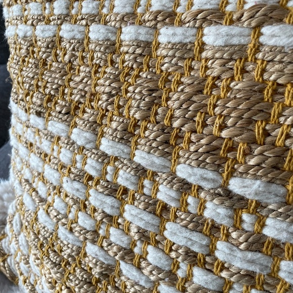 LARGE BOHO MUSTARD/JUTE/CREAM TOSS DECORATIVE PILLOW - Picture 2 of 6